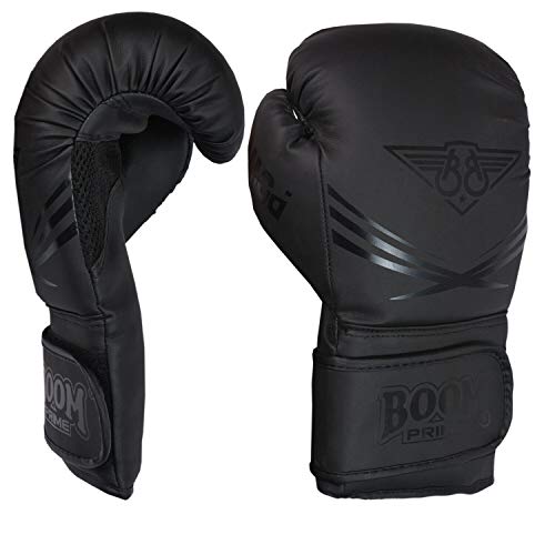 BOOM-Prime-Guantes-de-Boxeo-para-Hombre-y-Mujer-Color-Negro-Mate-10oz-12oz-14oz-16oz-Guantes-de-Entrenamiento-de-Boxeo-para-Hombres-y-Mujeres-Kickboxing-Artes-Marciales-Muay-Thai-0-2