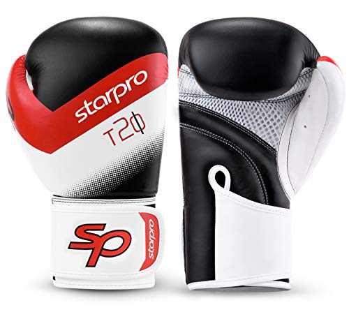 Starpro-T20-Guantes-de-Boxeo-Cuero-de-PU-Negro-Blanco-Rosa-y-Azul-para-Entrenamiento-y-Sparring-en-Muay-Thai-Kickboxing-Fitness-y-boxercise-Hombres-y-Mujeres-8oz-10oz-12oz-14oz-16oz-0-0