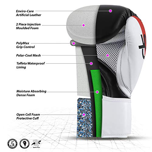 Starpro-T20-Guantes-de-Boxeo-Cuero-de-PU-Negro-Blanco-Rosa-y-Azul-para-Entrenamiento-y-Sparring-en-Muay-Thai-Kickboxing-Fitness-y-boxercise-Hombres-y-Mujeres-8oz-10oz-12oz-14oz-16oz-0-1