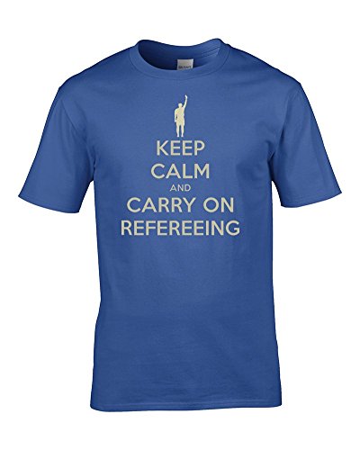 Camiseta de árbitro con texto en inglés "Keep Calm and Carry On Refereing"