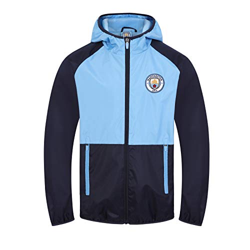Manchester City FC - Chaqueta cortavientos oficial - Para niño - Impermeable - Estilo retro