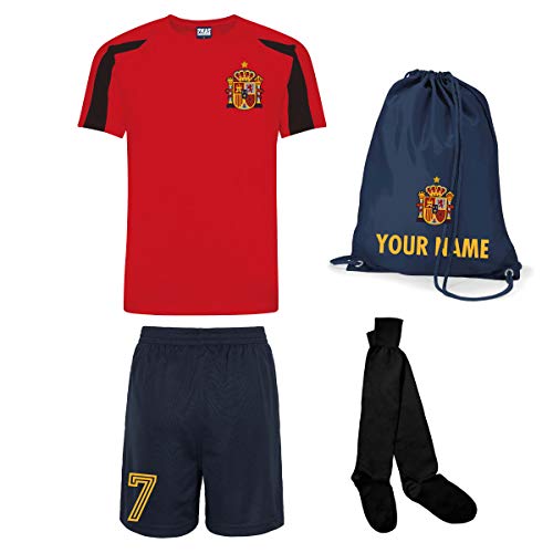 Print Me A Shirt Conjunto de Fútbol Selección Española Personalizable para Niños, Camiseta, Pantalones Cortos…
