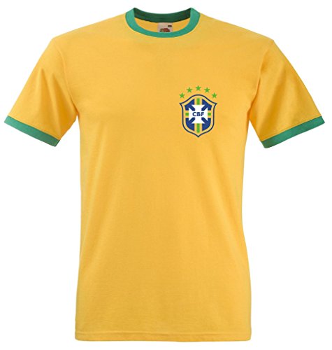 Camiseta de fútbol brasileño, estilo retro brasileño, ajuste entallado